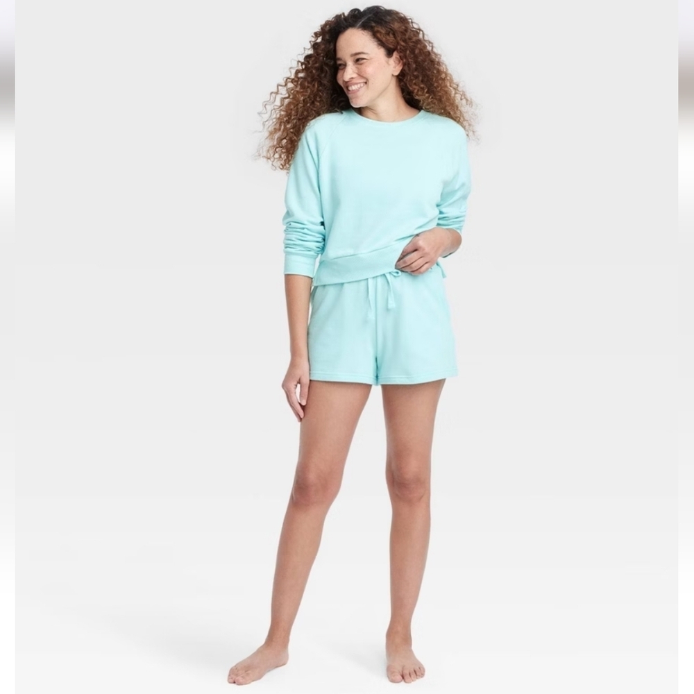 Women's Fleece Lounge Shorts - Colsie Light Blue XL